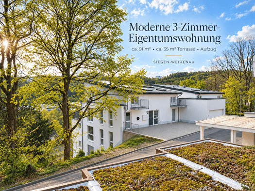 Wohnung zum Kauf - Erstbezug provisionsfrei 369.000 € 3 Zimmer 91 m² Geschoss 2/2 frei ab sofort Weidenau Siegen 57076