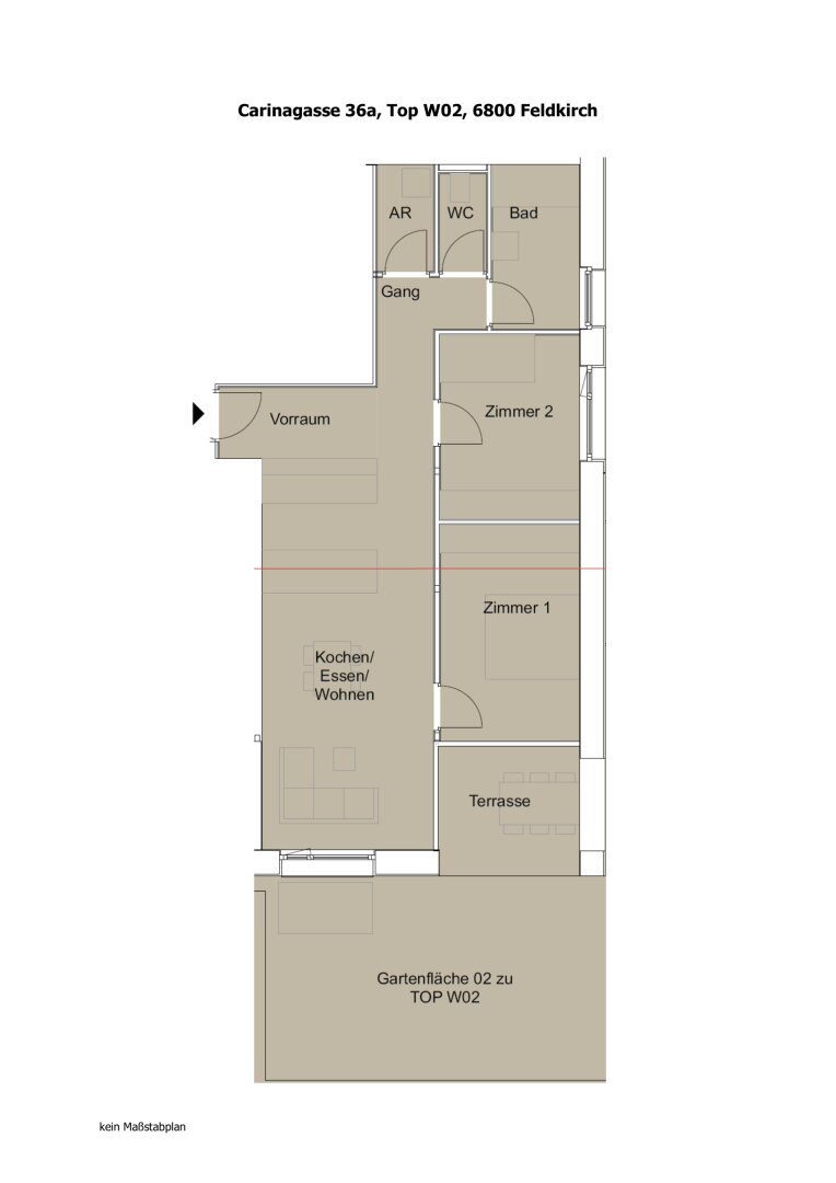 Wohnung zur Miete 1.660 € 3 Zimmer 77,5 m²<br/>Wohnfläche EG<br/>Geschoss Carinagasse 36a Feldkirch 6800