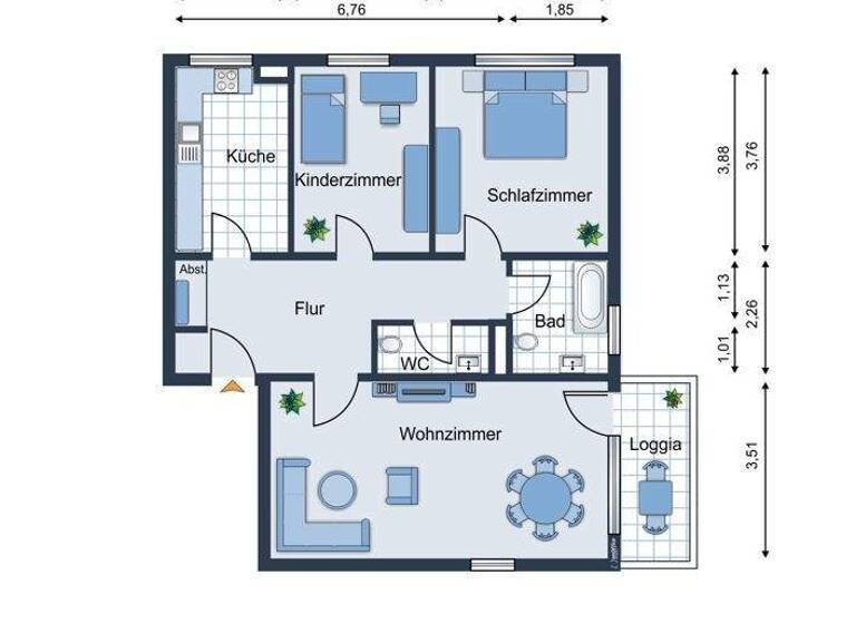 Wohnung zum Kauf 195.500 € 3 Zimmer 75 m² 2. Geschoss Misburg-Nord Hannover 30627