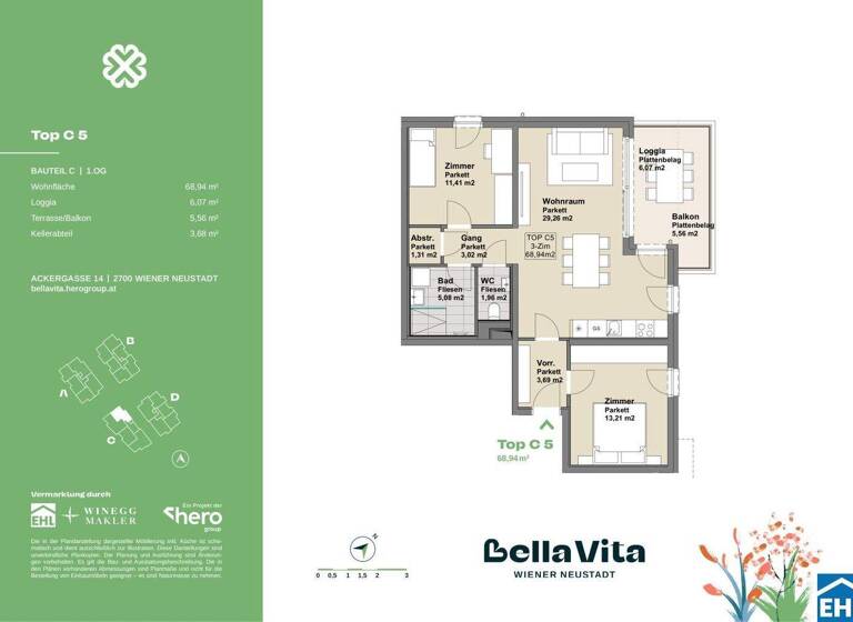 Wohnung zum Kauf - Erstbezug 304.900 € 3 Zimmer 68,9 m² 1. Geschoss Ackergasse Wiener Neustadt 2700