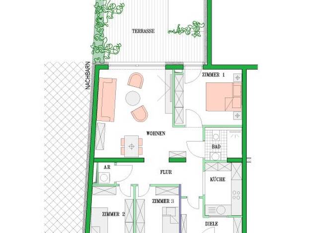 Terrassenwohnung zum Kauf provisionsfrei 360.000 € 4 Zimmer 86,7 m² EG Fettenvorstadt Greifswald 17489