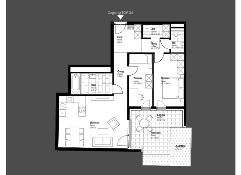 Wohnung zum Kauf 392.000 € 3 Zimmer 74,3 m² 1. Geschoss Schwechat 2320