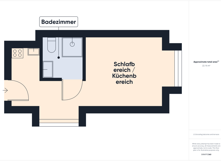 Studio zur Miete 926 € 1 Zimmer 24,3 m² 4. Geschoss frei ab sofort Resi-Huber-Platz 1 Sendling München 81371