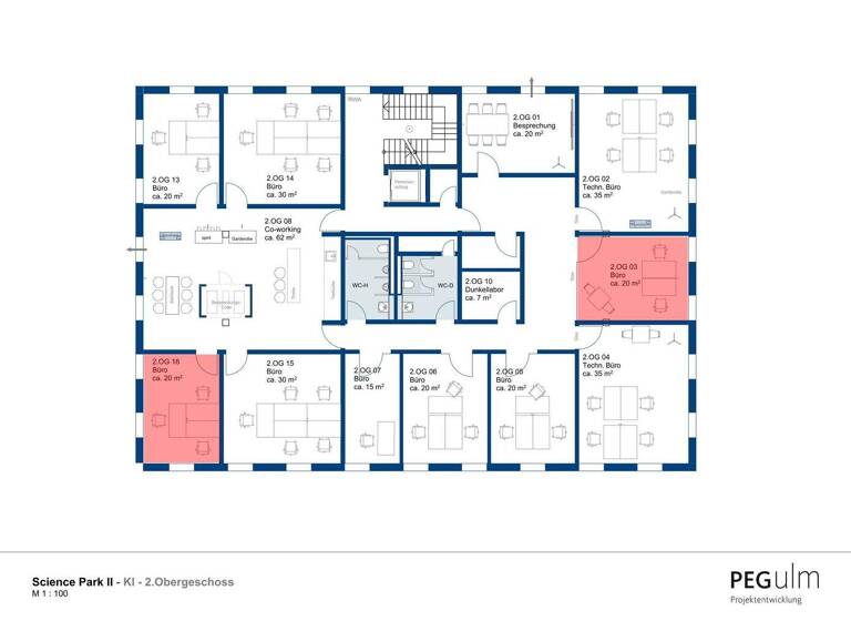 Büro zur Miete provisionsfrei 550 € 1 Zimmer 20 m² Bürofläche teilbar von 10 m² bis 160 m² Lise-Meitner-Straße 10/1 Eselsberg Ulm 89081
