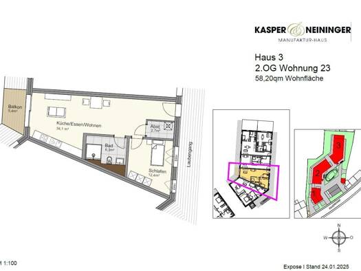 Wohnung zum Kauf provisionsfrei 315.000 € 2 Zimmer 58,2 m² Hauptstraße 82 Lauf 77886