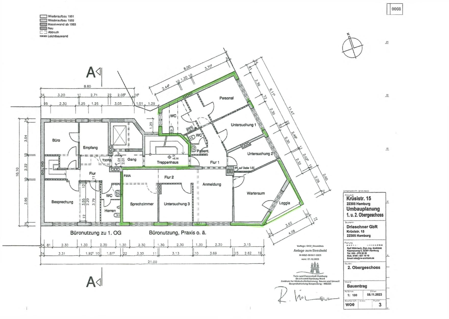 Praxisfläche zur Miete 15 € 118 m²<br/>Bürofläche Krüsistraße 15 Barmbek - Nord Hamburg / Barmbek 22305