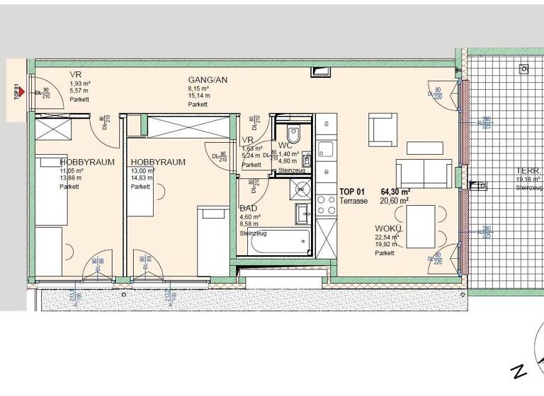 Wohnung zum Kauf 312.620 € 3 Zimmer 64,3 m² Platzergasse Wien 1210