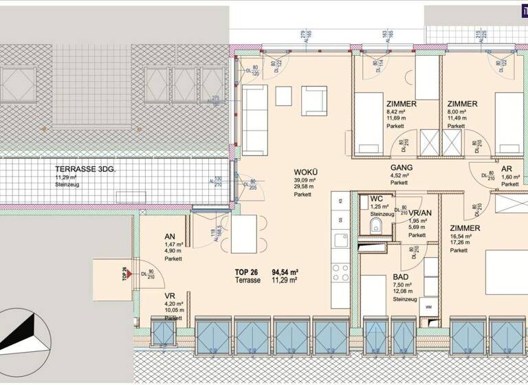 WG-Zimmer zum Kauf - Erstbezug 519.000 € 4 Zimmer 94,5 m² 3. Geschoss Platzergasse Wien 1210