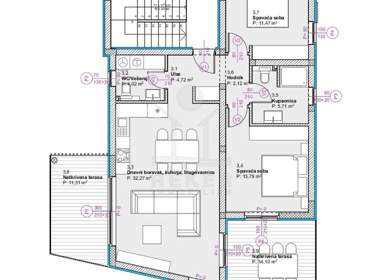 Penthouse zum Kauf - Erstbezug 329.000 € 3 Zimmer 99,5 m² 2. Geschoss Vodice 22211