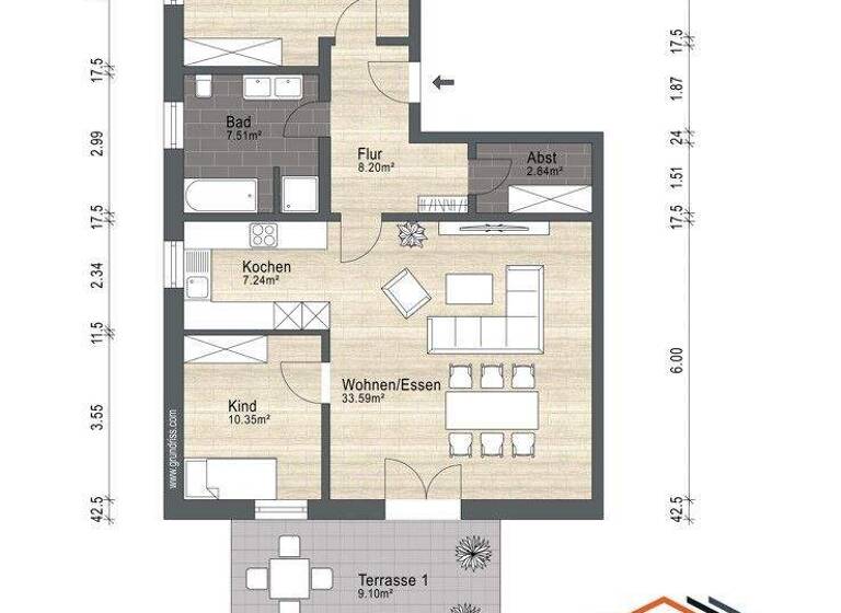 Wohnung zur Miete 1.200 € 3 Zimmer 96,6 m² frei ab 01.05.2026 Ampfing 84539