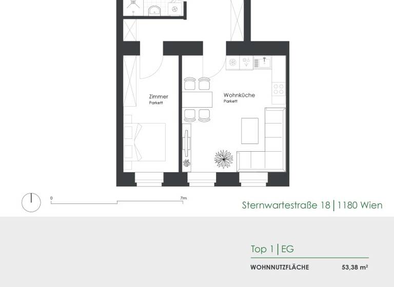 Wohnung zum Kauf 339.000 € 2 Zimmer 53,4 m² EG Sternwartestraße 18 Wien 1180