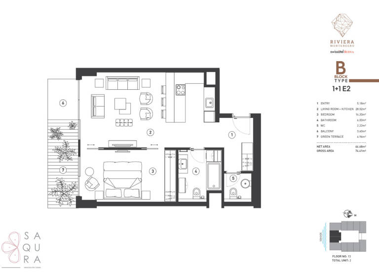 Wohnung zum Kauf 2 Zimmer 66,7 m² Budva 85310