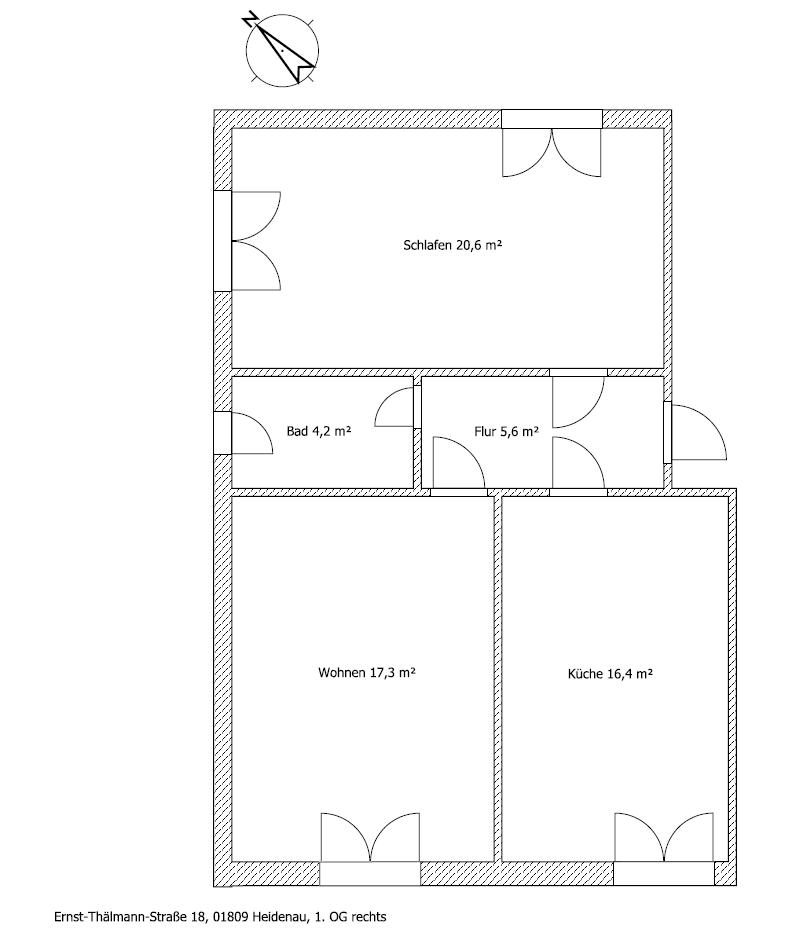 Wohnung zur Miete 450 € 2 Zimmer 64,1 m²<br/>Wohnfläche 1.<br/>Geschoss ab sofort<br/>Verfügbarkeit Ernst-Thälmann-Straße 18 Heidenau 01809