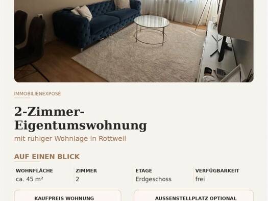 Wohnung zum Kauf provisionsfrei 130.000 € 2 Zimmer 45 m² Geschoss 1/3 Rottweil Rottweil 78628