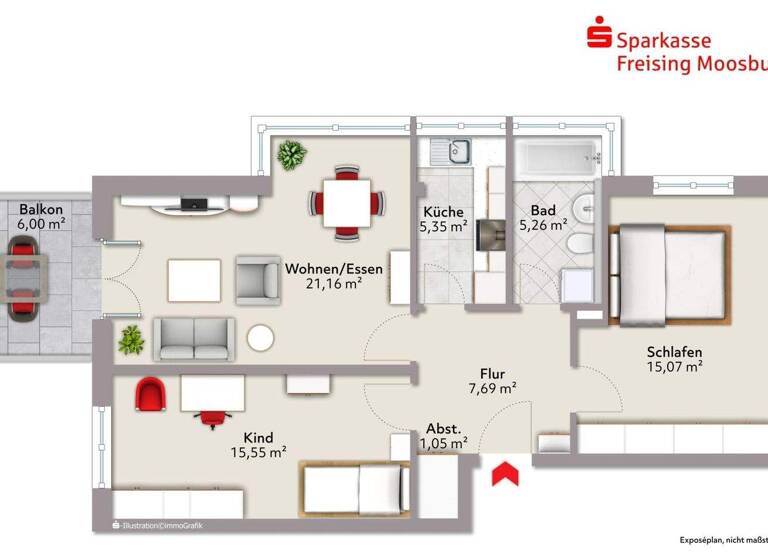 Wohnung zum Kauf 439.000 € 3 Zimmer 74,1 m² 2. Geschoss frei ab 31.10.2026 Neufahrn 85375