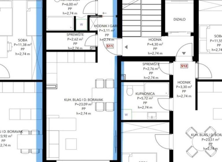 Wohnung zum Kauf 242.000 € 2 Zimmer 74 m² 1. Geschoss Okrug