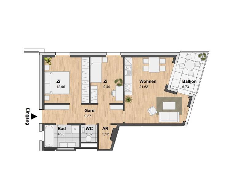 Wohnung zur Miete 728 € 3 Zimmer 62,4 m² 1. Geschoss frei ab sofort Eggenberg Graz 8020