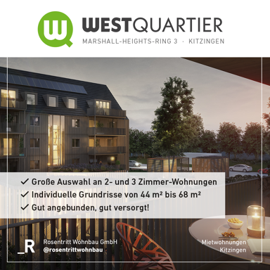 Wohnung zur Miete 840 € 3 Zimmer 67,3 m² EG Marshall-Heights-Ring 3 Kitzingen Kitzingen 97318