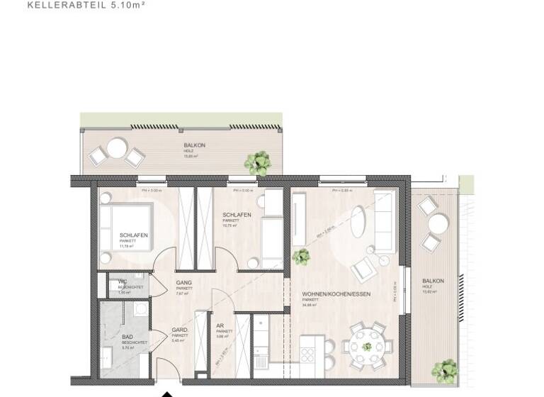 Wohnung zum Kauf - Erstbezug 439.655 € 3 Zimmer 81,5 m² 1. Geschoss Franz-Liszt-Gasse Neusiedl am See 7100