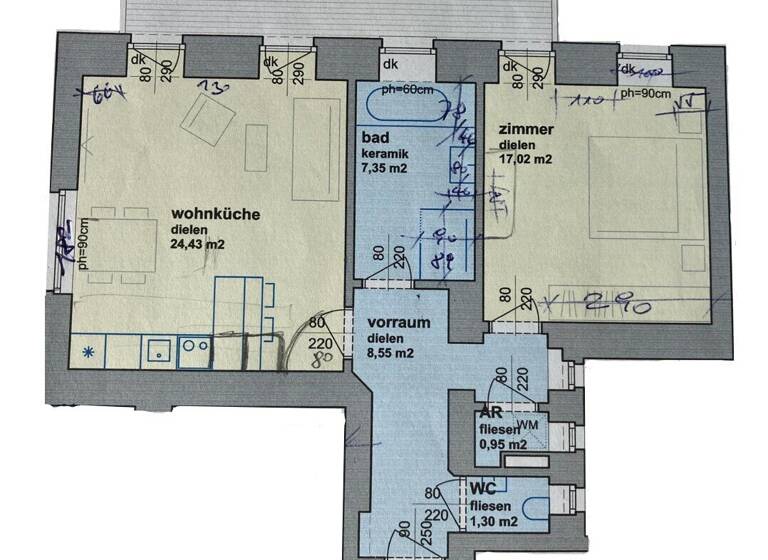 Wohnung zum Kauf 395.000 € 2 Zimmer 59,6 m² 2. Geschoss Wien 1140