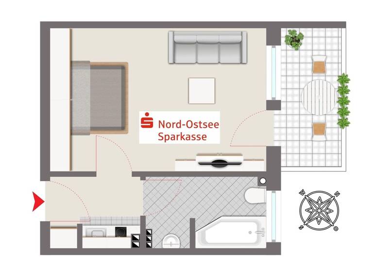 Studio zum Kauf 119.000 € 1 Zimmer 21 m² Berliner Ring 25 Wyk 25938