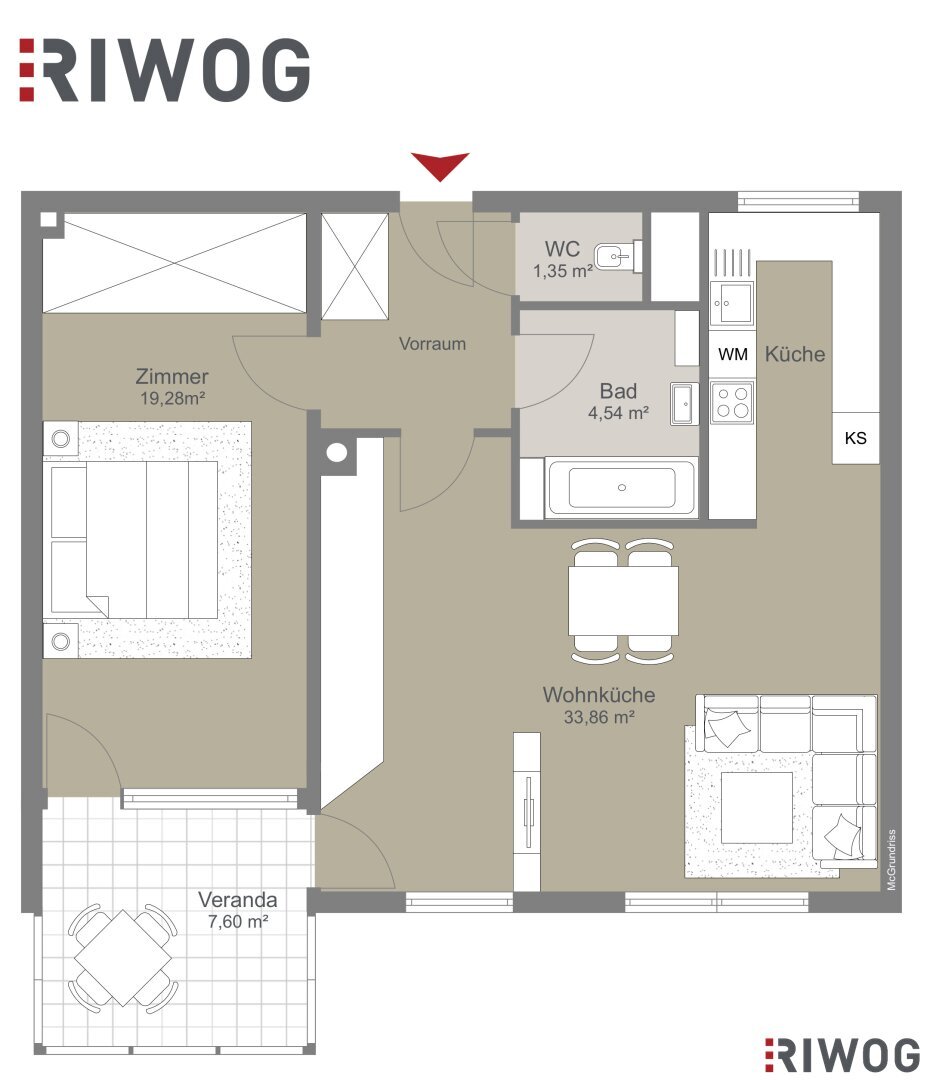 Terrassenwohnung zum Kauf 299.000 € 2 Zimmer 63,9 m²<br/>Wohnfläche 2.<br/>Geschoss Hämmerlegasse Wien 1100