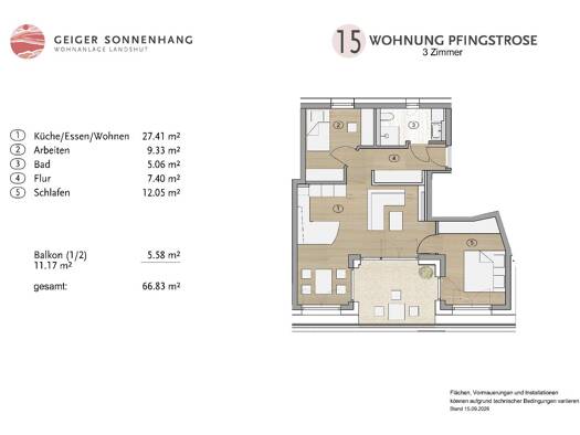 Wohnung zum Kauf - Neubau provisionsfrei 475.000 € 3 Zimmer 66,8 m² Geschoss 4/4 frei ab 30.10.2028 Achdorf Landshut 84036