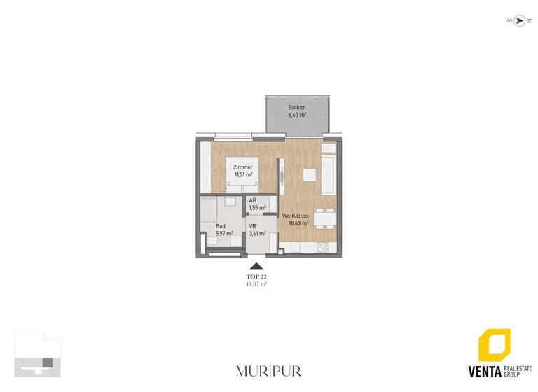 Wohnung zum Kauf 220.258 € 2 Zimmer 37,6 m² 3. Geschoss Lagergasse Gries Graz 8020