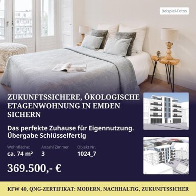 Wohnung zum Kauf 369.500 € 3 Zimmer 73,8 m² 3. Geschoss Abdenastraße 2 Stadtzentrum Emden 26721