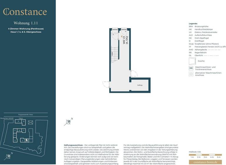 Penthouse zum Kauf - Erstbezug 1.399.000 € 4 Zimmer 138,2 m² 5. Geschoss Poppelsdorf Bonn 53115