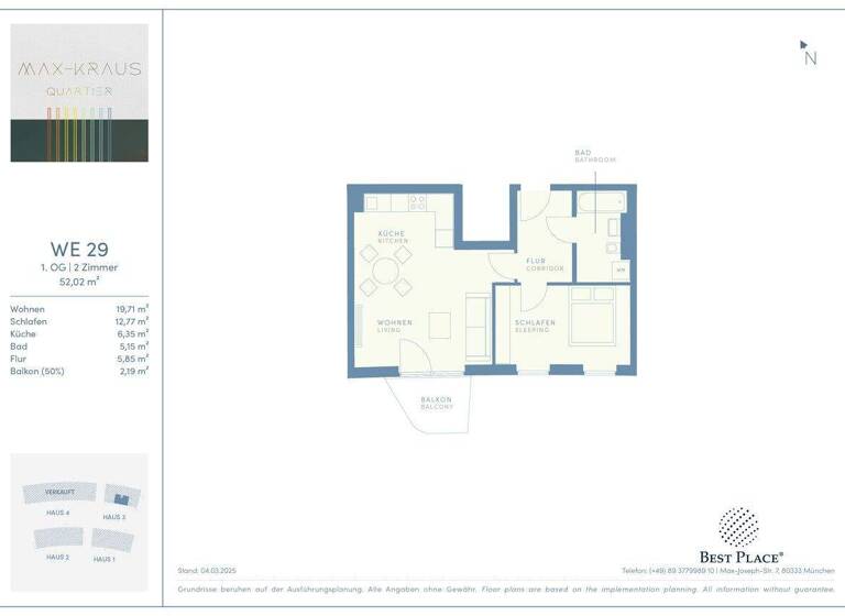 Wohnung zum Kauf - Erstbezug provisionsfrei 419.000 € 2 Zimmer 52 m² 1. Geschoss Max-Kraus-Straße 17 Erding 85435