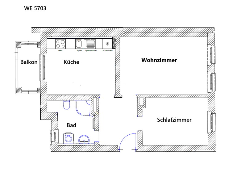 Wohnung zur Miete 640 € 2 Zimmer 60,9 m² 1. Geschoss frei ab sofort Puschkinallee 57 Siedlung Dessau-Roßlau 06846