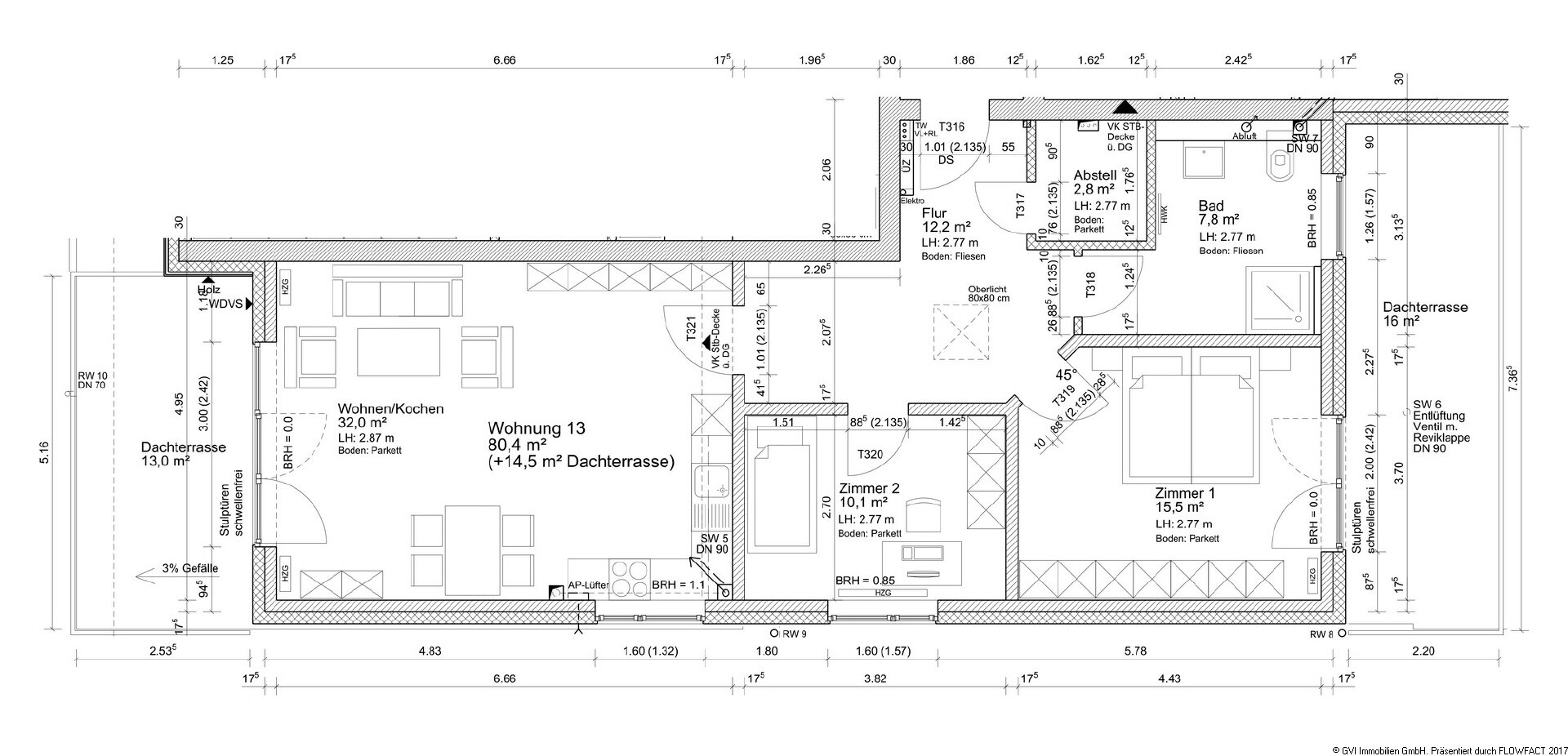 Penthouse zur Miete 1.250 € 3 Zimmer 94,9 m²<br/>Wohnfläche Im Jürn 2a Raisdorf Schwentinental 24222