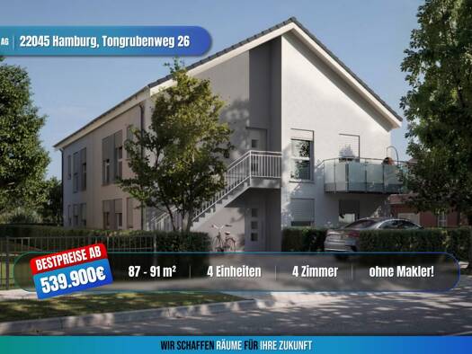 Terrassenwohnung zum Kauf - Neubau provisionsfrei 549.900 € 4 Zimmer 91 m² frei ab 30.09.2027 Tongrubenweg 26 Tonndorf Wandsbek 22045