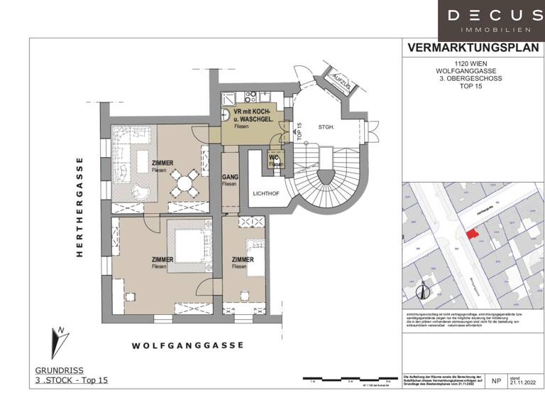 Wohnung zum Kauf 277.992 € 2,5 Zimmer 77,2 m² 3. Geschoss Wien 1120