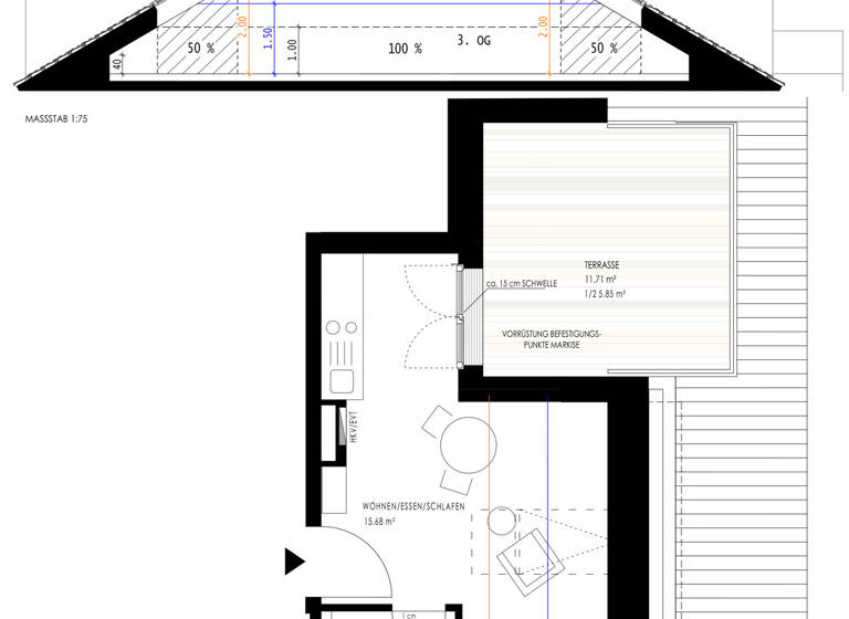 Wohnung zur Miete - Neubau 785 € 1 Zimmer 24,9 m²<br/>Wohnfläche Dachgeschoss, 3.<br/>Geschoss 01.12.2025<br/>Verfügbarkeit Feldmochinger Straße 206 Lerchenau West München 80995