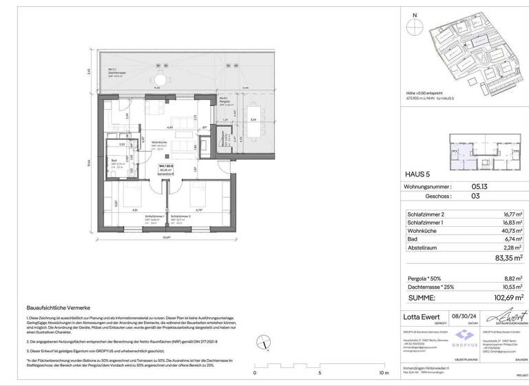 Penthouse zur Miete - Erstbezug 1.463 € 3 Zimmer 102,7 m² frei ab sofort Immendingen 78194