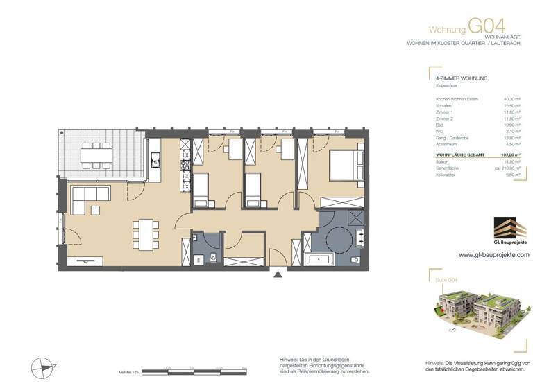Wohnung zum Kauf - Erstbezug 785.000 € 4 Zimmer 109,1 m² Klosterstraße Lauterach 6923