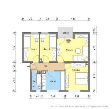 Wohnung zur Miete 877 € 4 Zimmer 69,6 m²<br/>Wohnfläche 15.03.2025<br/>Verfügbarkeit Am Kuckucksschlag 1 Hartenberg / Münchfeld Mainz 55122