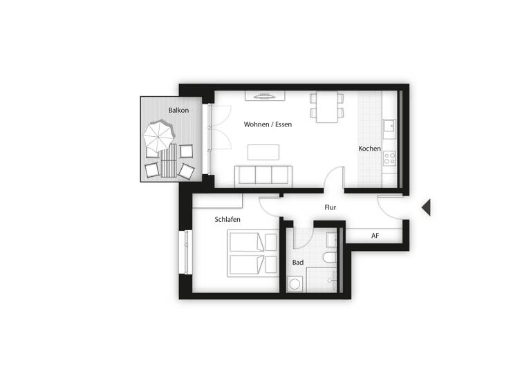 Wohnung zum Kauf 344.000 € 2 Zimmer 58,5 m²<br/>Wohnfläche 1.<br/>Geschoss Geschwister-Scholl-Straße 20 Herzo Base Herzogenaurach 91074