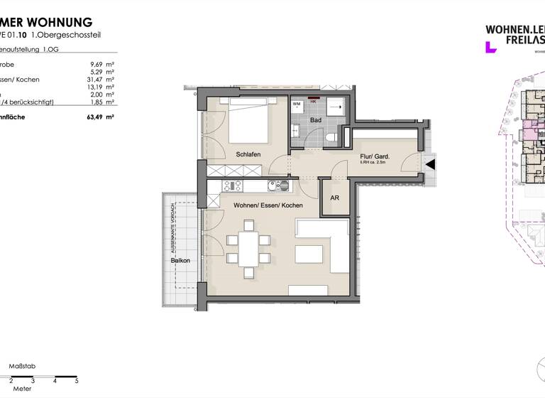 Wohnung zum Kauf 350.000 € 2 Zimmer 66,1 m²<br/>Wohnfläche 1.<br/>Geschoss Freilassing Freilassing 83395