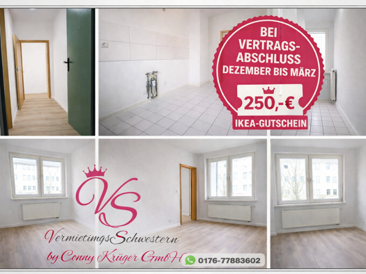 Wohnung zur Miete 255 € 2 Zimmer 46,6 m² 1. Geschoss frei ab sofort Geibelstraße 142 Gablenz Chemnitz 09127
