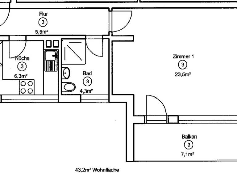 Studio zur Miete 350 € 1 Zimmer 43,2 m² 3. Geschoss Nordstr.13 Steinau 36396