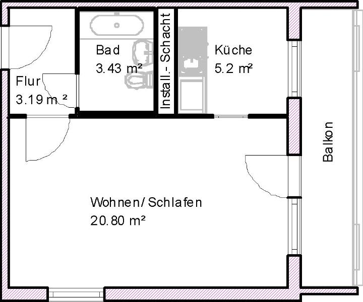 Wohnung zur Miete 258 € 1 Zimmer 34,4 m²<br/>Wohnfläche 1.<br/>Geschoss 01.04.2025<br/>Verfügbarkeit Rathmannstraße 20 Neustädter Feld Magdeburg 39128