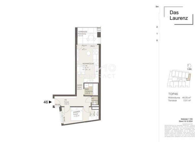 Wohnung zum Kauf - Erstbezug 281.500 € 2 Zimmer 44,1 m² Wien 1110