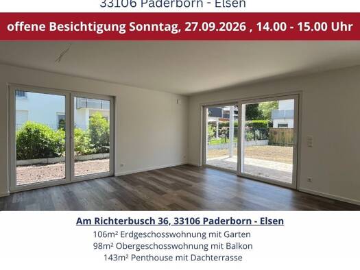Wohnung zum Kauf - Erstbezug provisionsfrei 591.900 € 3 Zimmer 106,4 m² EG Am Richterbusch 36 Elsen Paderborn 33106