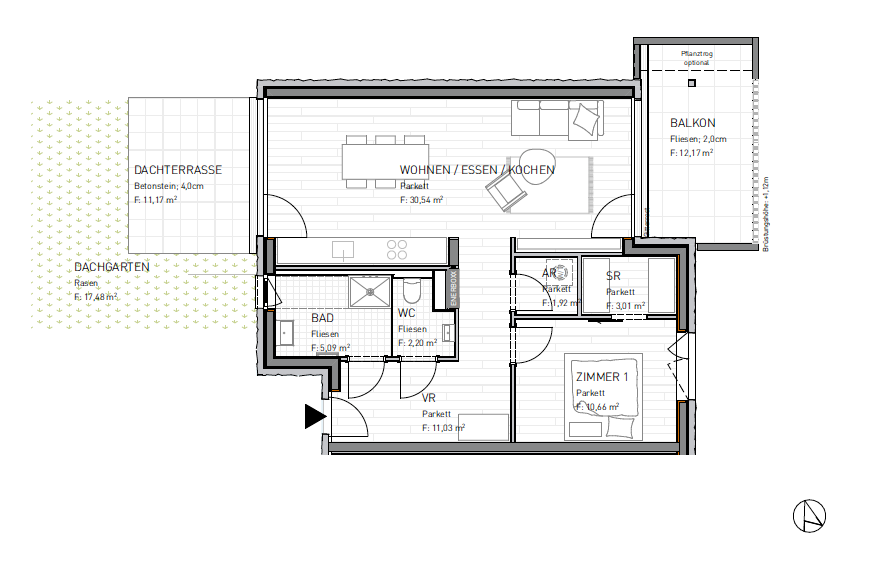 Wohnung zum Kauf provisionsfrei 259.300 € 2 Zimmer 64,5 m²<br/>Wohnfläche 1.<br/>Geschoss Harbacherstraße 49 St. Peter Klagenfurt(Stadt) 9020