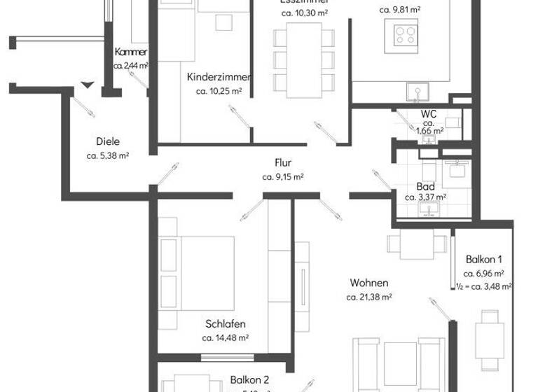 Wohnung zum Kauf 585.000 € 4 Zimmer 94,3 m²<br/>Wohnfläche Dachgeschoss, 9.<br/>Geschoss Ramersdorf-Perlach München 81735