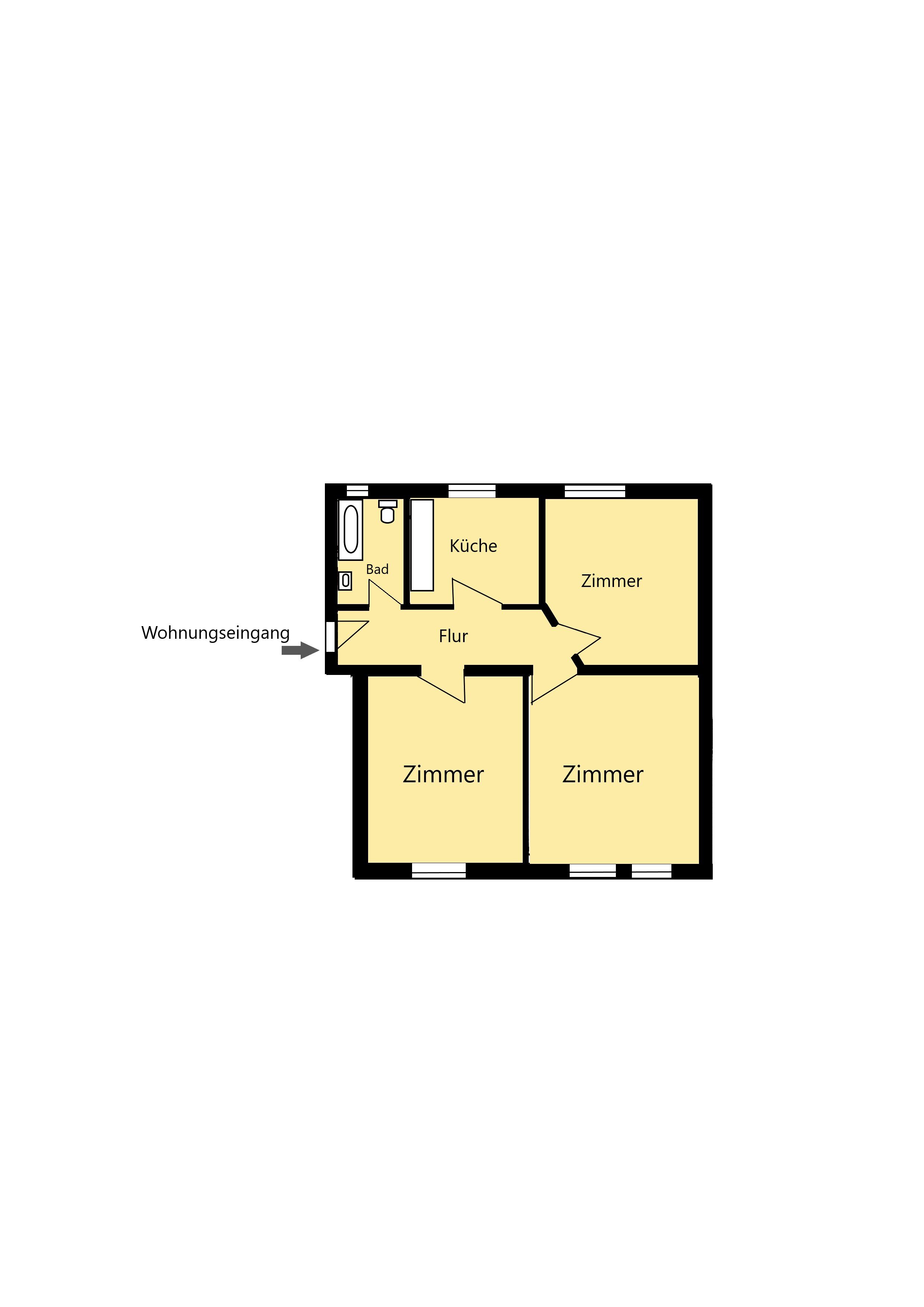 Wohnung zum Kauf 62.500 € 3 Zimmer 56 m²<br/>Wohnfläche 1.<br/>Geschoss Wittenberge Wittenberge 19322