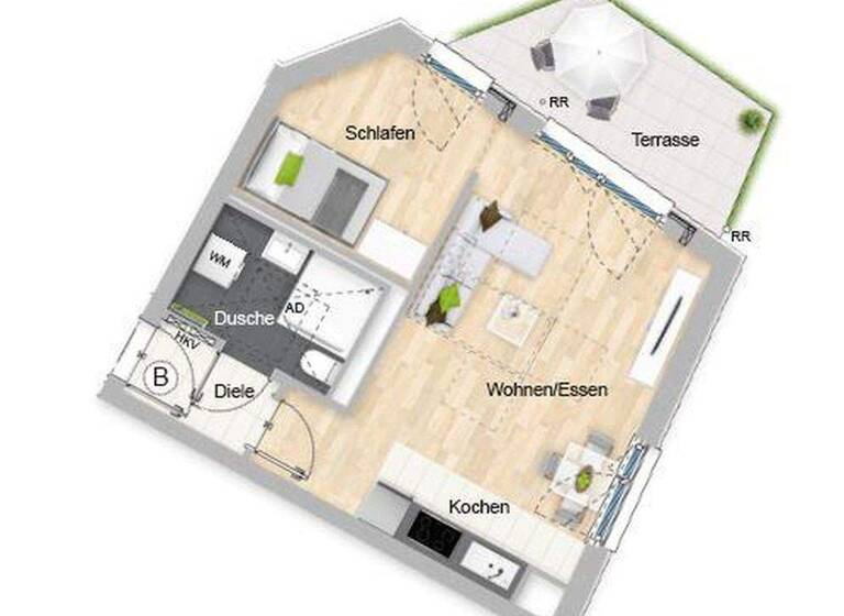 Wohnung zur Miete 1.198 € 2 Zimmer 46,1 m² EG frei ab sofort Aubing Colmdorfstraße Aubing-Lochhausen-Langwied Aubing München 81249